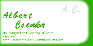 albert csenka business card